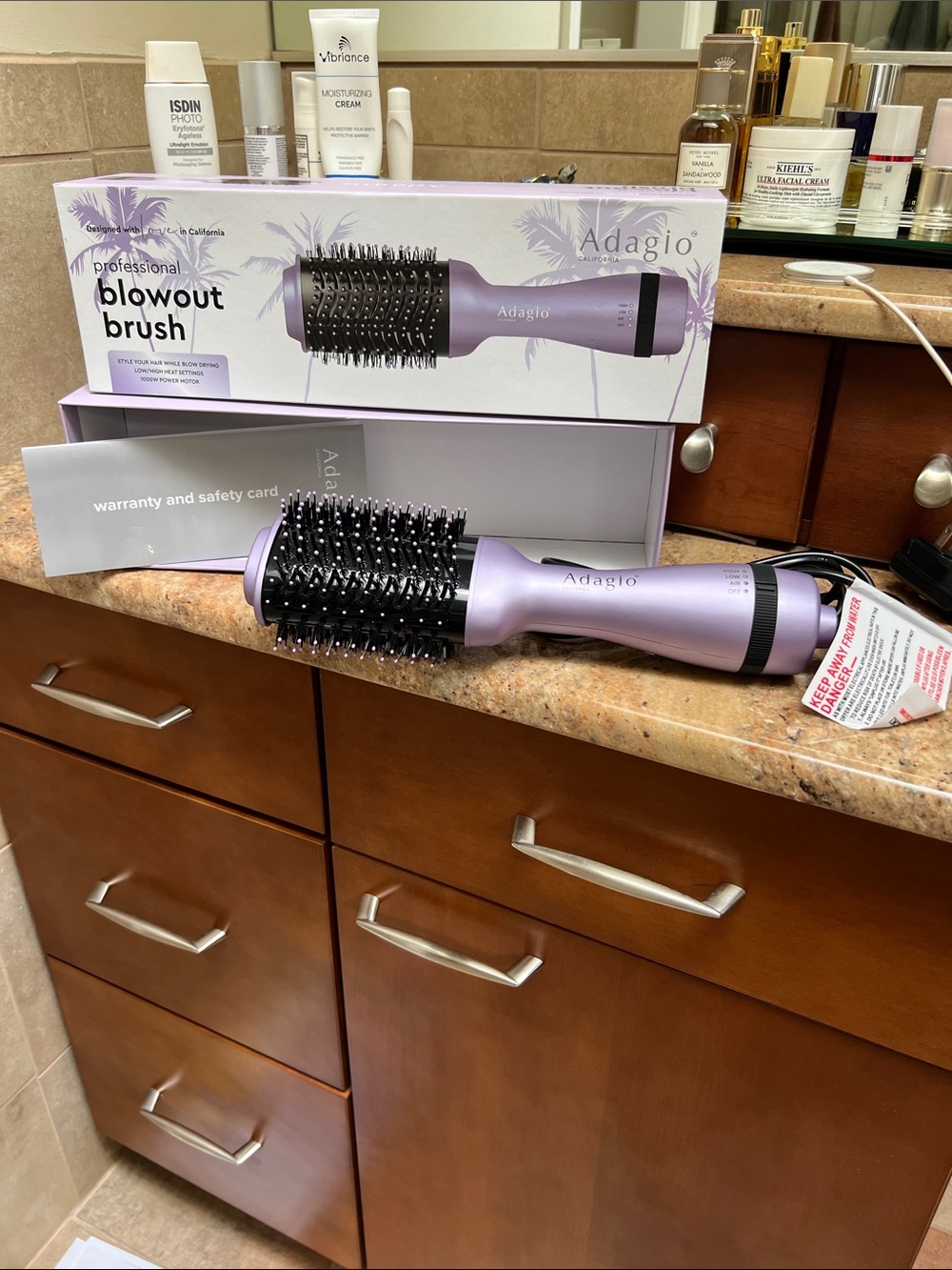 Adagio Lavender Professional Blowout Brush 3" and 2 standard satin pillowcases